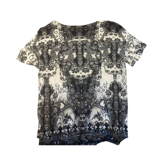 World Unity Woman 1X Short Sleeve Top Black & White Polyester Boho Whimsigoth - Picture 5 of 5